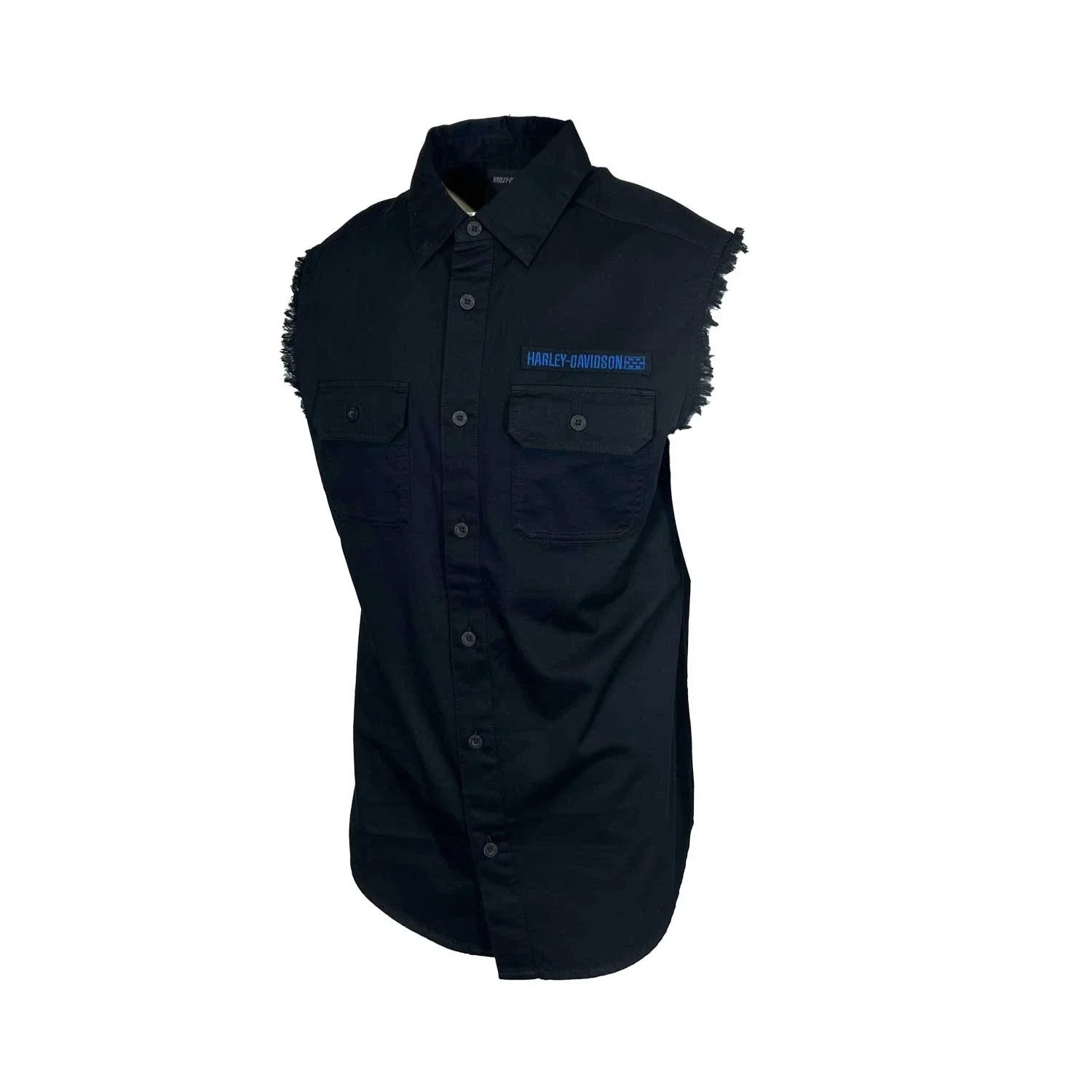 HD Branded  Men's Black Vest Racing Logo Patch Sleeveless Shirt (S69)