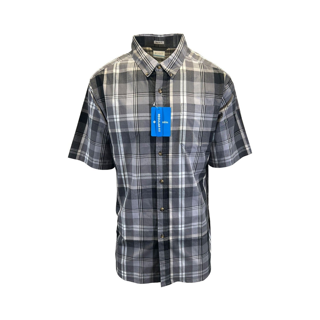 Columbia Men's Flint Grey Multi Plaid Rapid Rivers II S/S Shirt (026)