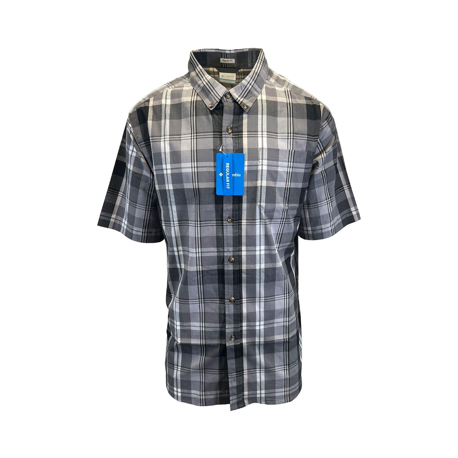 Columbia Men's Flint Grey Multi Plaid Rapid Rivers II S/S Shirt (026)