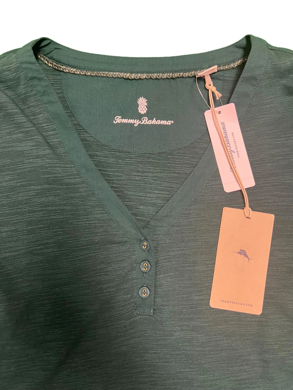 Tommy Bahama Women's Briny Deep Stretch Cotton Slub Henley Top (S09)