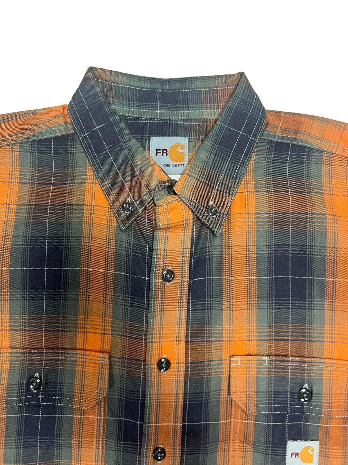 Carhartt FR Men's Orange Shirt Flex Loose Fit Midweight Twill Plaid L/S (S361)