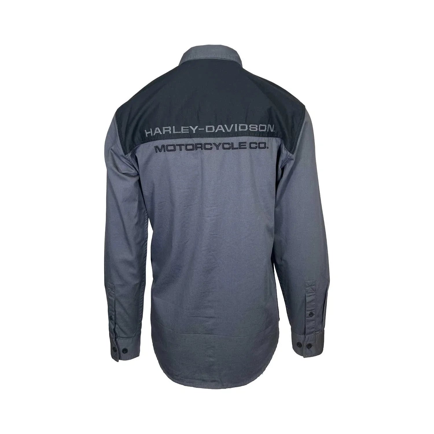 HD Branded Men's Black & Ombre Blue Shirt Stacked Bar & Shield L/S (352)