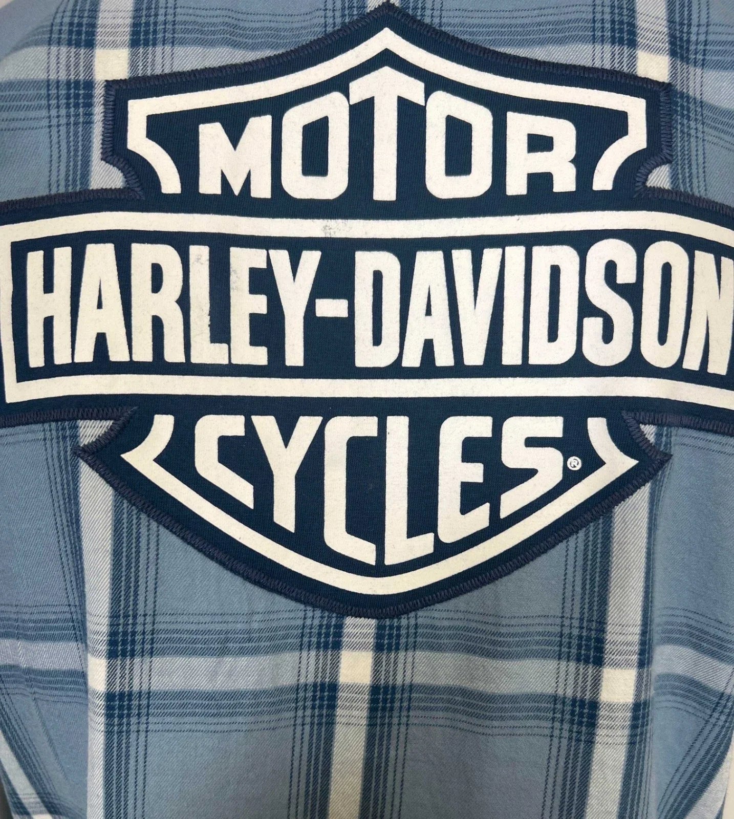HD Branded  Men's Blue Plaid Shirt Bar & Shield Staple Short Sleeve (342)