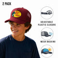 Bass Pro Shops Club Cap Maroon Snapback Outdoor Youth's Trucker Hat-2 Pack (S21)