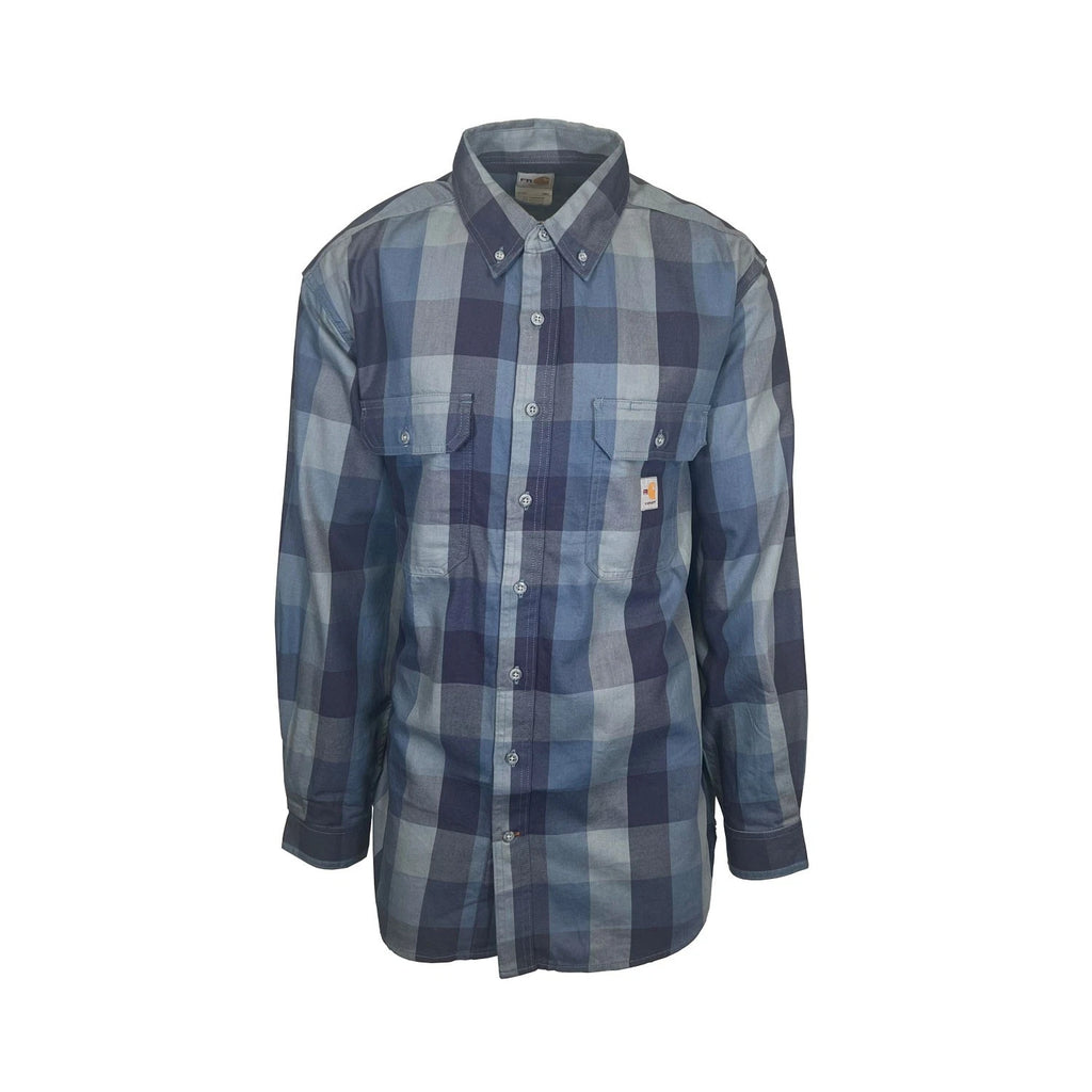 Carhartt FR Men's Blue Shirt Rugged Flex Original Fit Plaid L/S (S368)