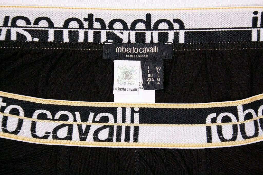 Roberto Cavalli Men's Single Pack Black Stretch Boxer Briefs