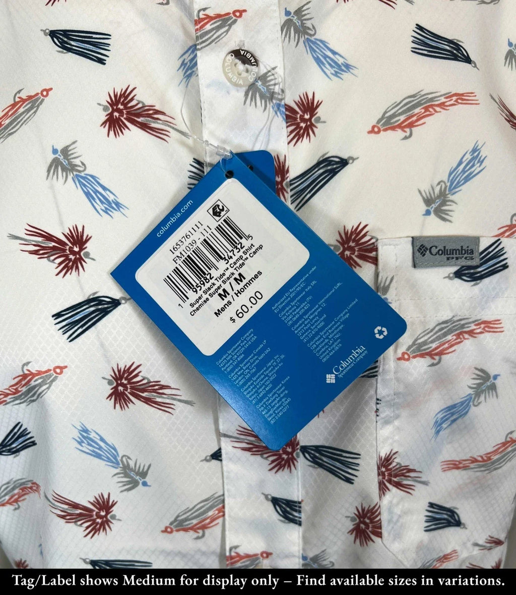Columbia Men's White Fly Pride Shirt PFG Super Slack Tide Camp S/S (111)