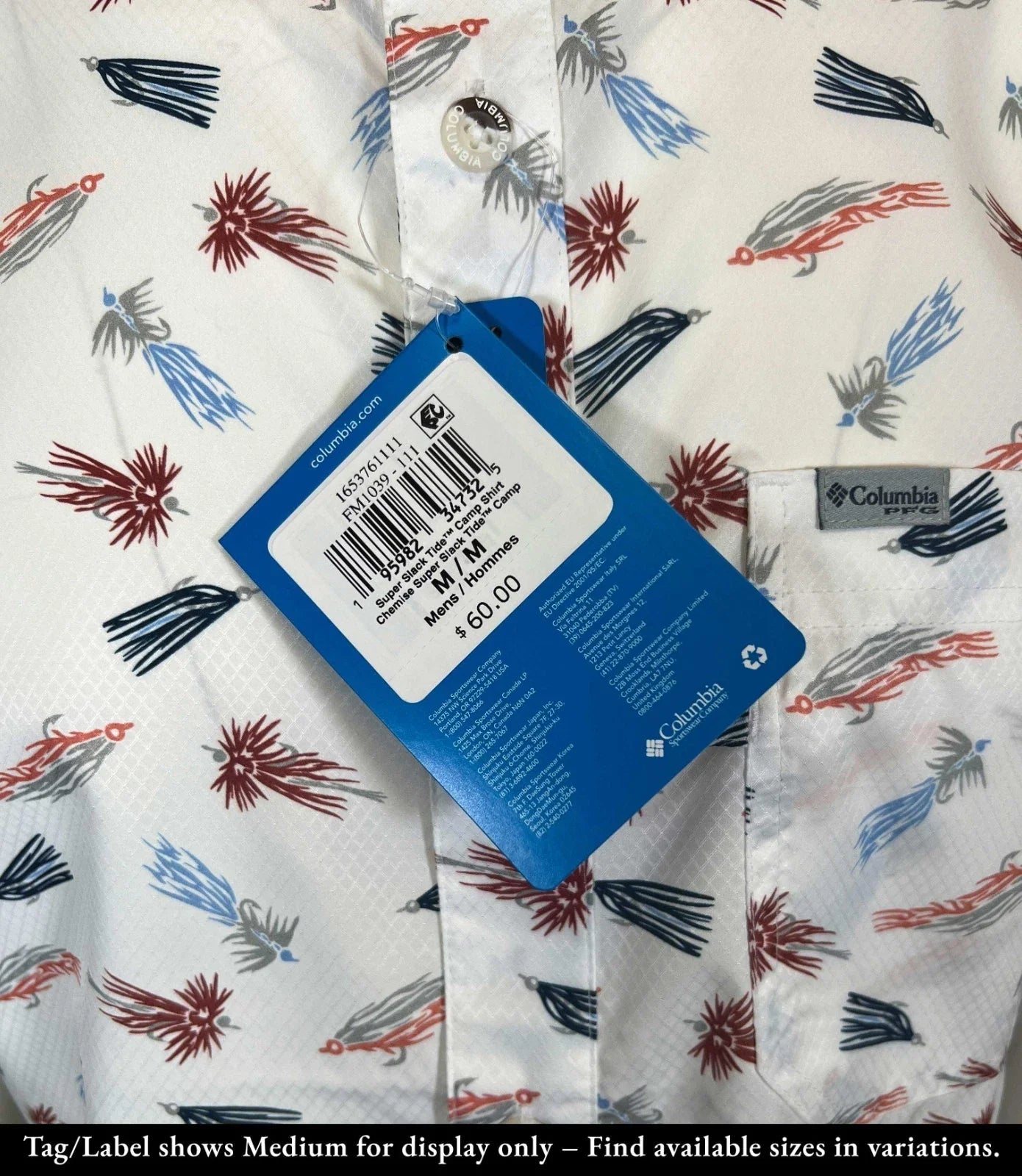 Columbia Men's White Fly Pride Shirt PFG Super Slack Tide Camp S/S (111)