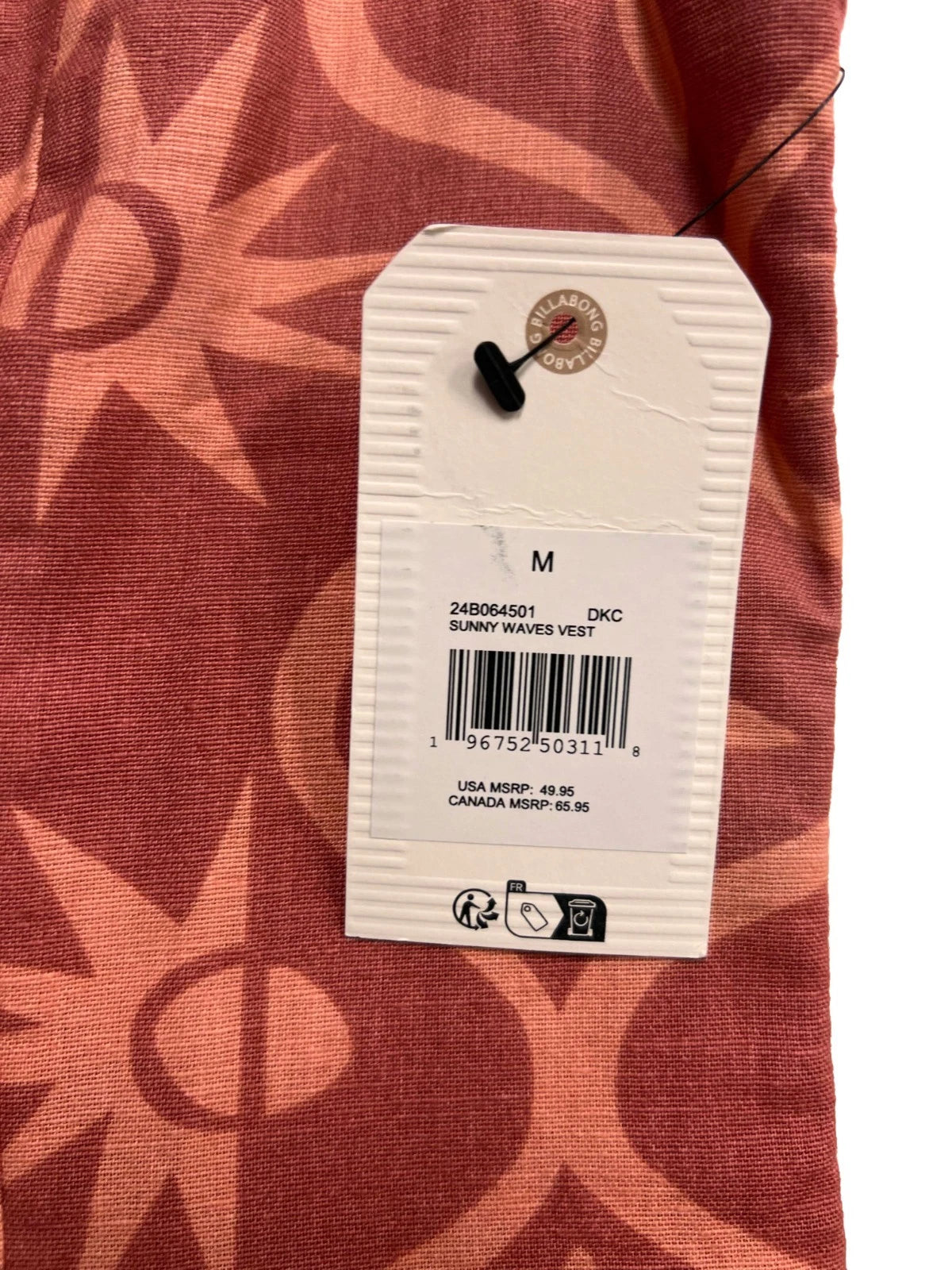 Billabong Women's Dark Coral Vest - Sunny Waves Sweetheart Neck (S06)
