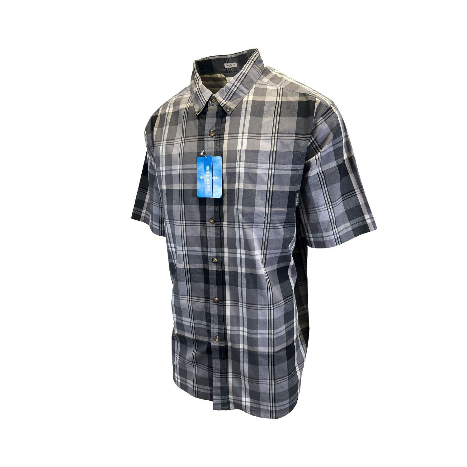 Columbia Men's Flint Grey Multi Plaid Rapid Rivers II S/S Shirt (026)