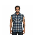 HD Brand Men's Grey & Ensign Blue Vest Logo Patch Sleeveless Shirt (S66)