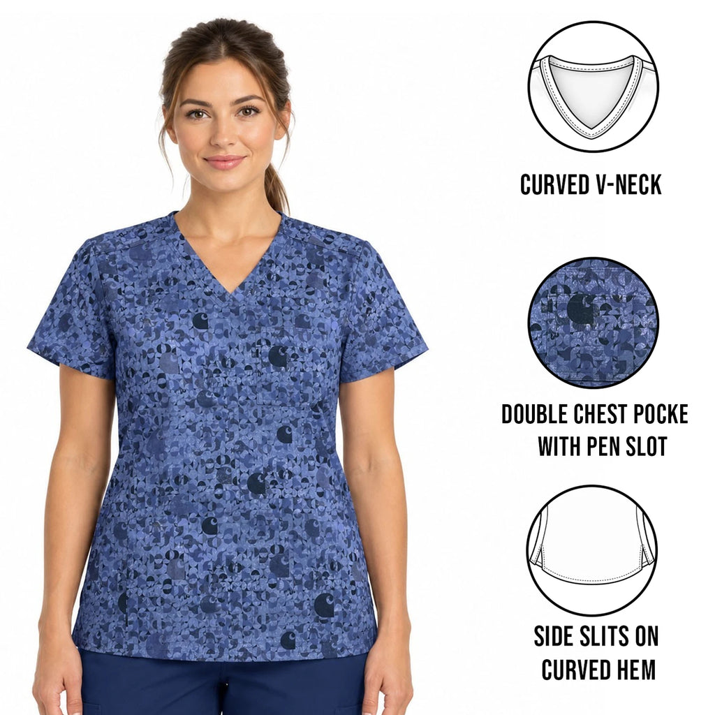 Carhartt Women's Geo Logo Riverside Scrub - Fast Dry V-Neck Top (S51)