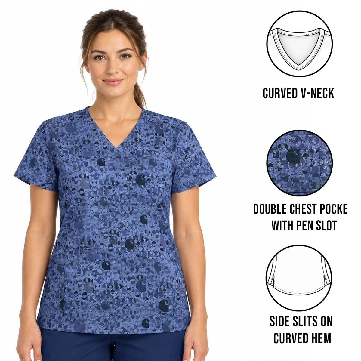 Carhartt Women's Geo Logo Riverside Scrub - Fast Dry V-Neck Top (S51)