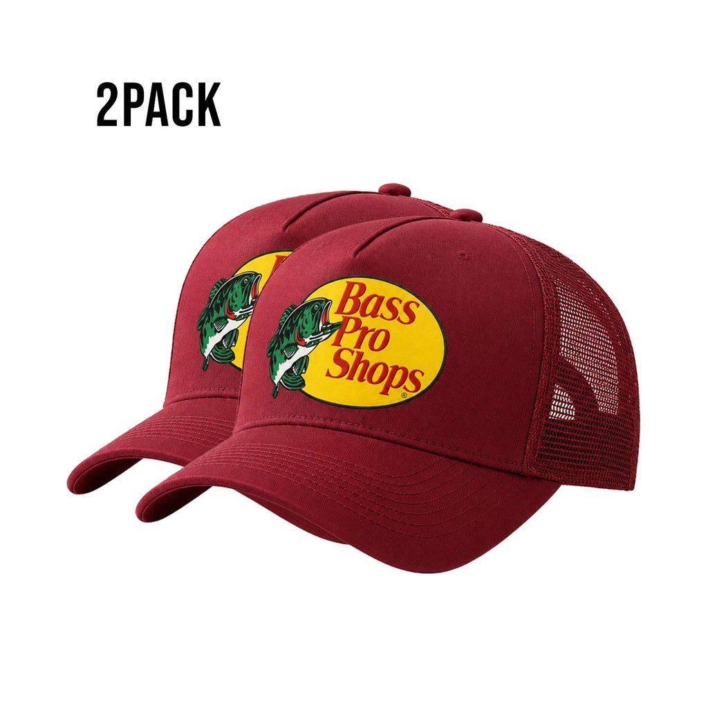 Bass Pro Shops Club Cap Maroon Snapback Outdoor Youth's Trucker Hat-2 Pack (S21)