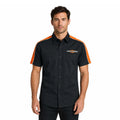 HD Brand Men's Black Shirt Orange Stacked Bar & Shield Colorblock (S350)