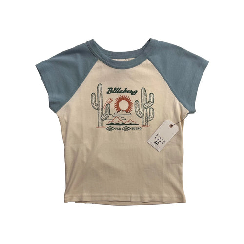 Billabong Women's Mineral Blue T-Shirt - Forever Had Short Sleeve Raglan (S05)