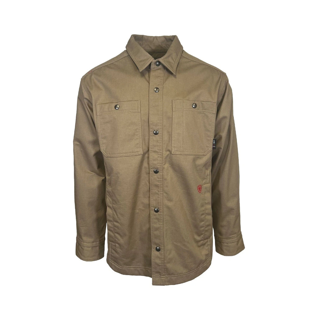 Ariat FR Men's Khaki Shirt Ripstop Softshell Flame Resistant Long Sleeve (S57)