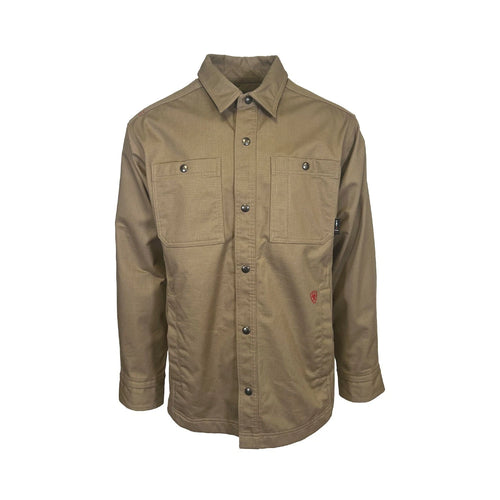 Ariat FR Men's Khaki Shirt Ripstop Softshell Flame Resistant Long Sleeve (S57)