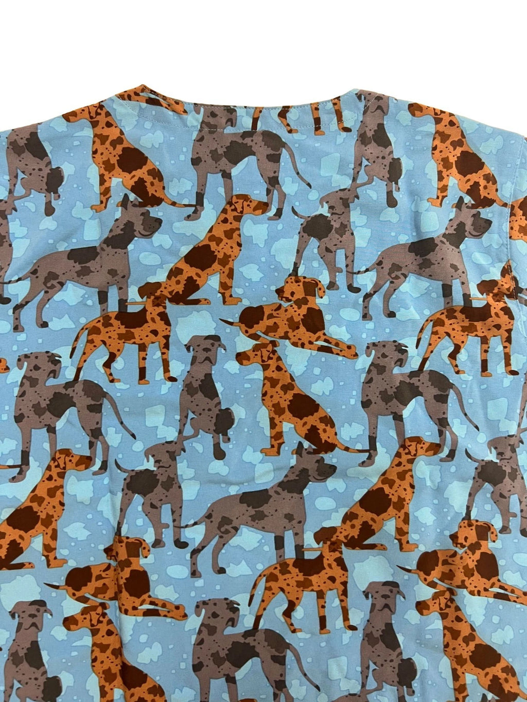 Carhartt Women's Blue Scrub - Great Gatherings Dogs Print V-Neck Top (S47)