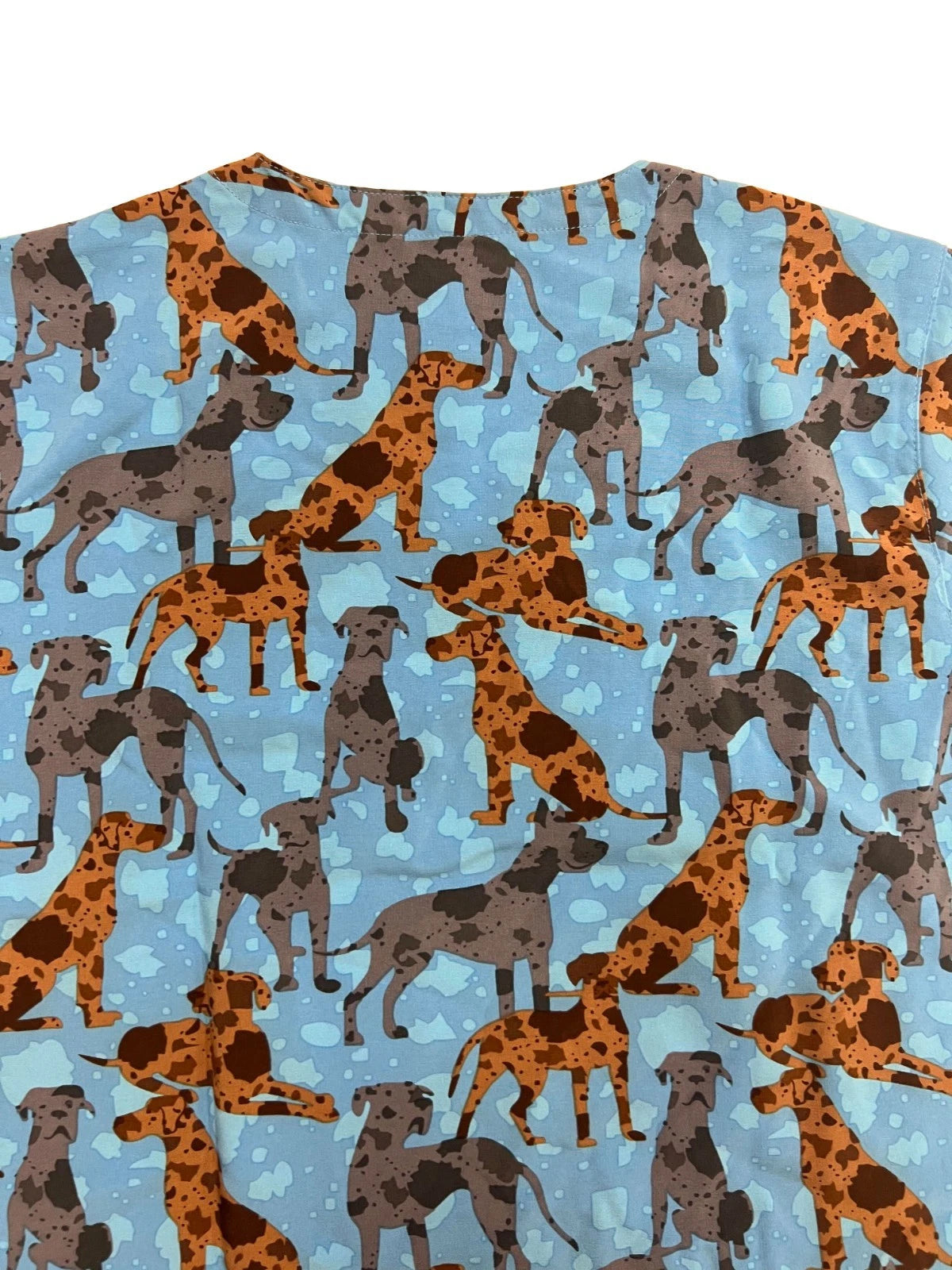 Carhartt Women's Blue Scrub - Great Gatherings Dogs Print V-Neck Top (S47)