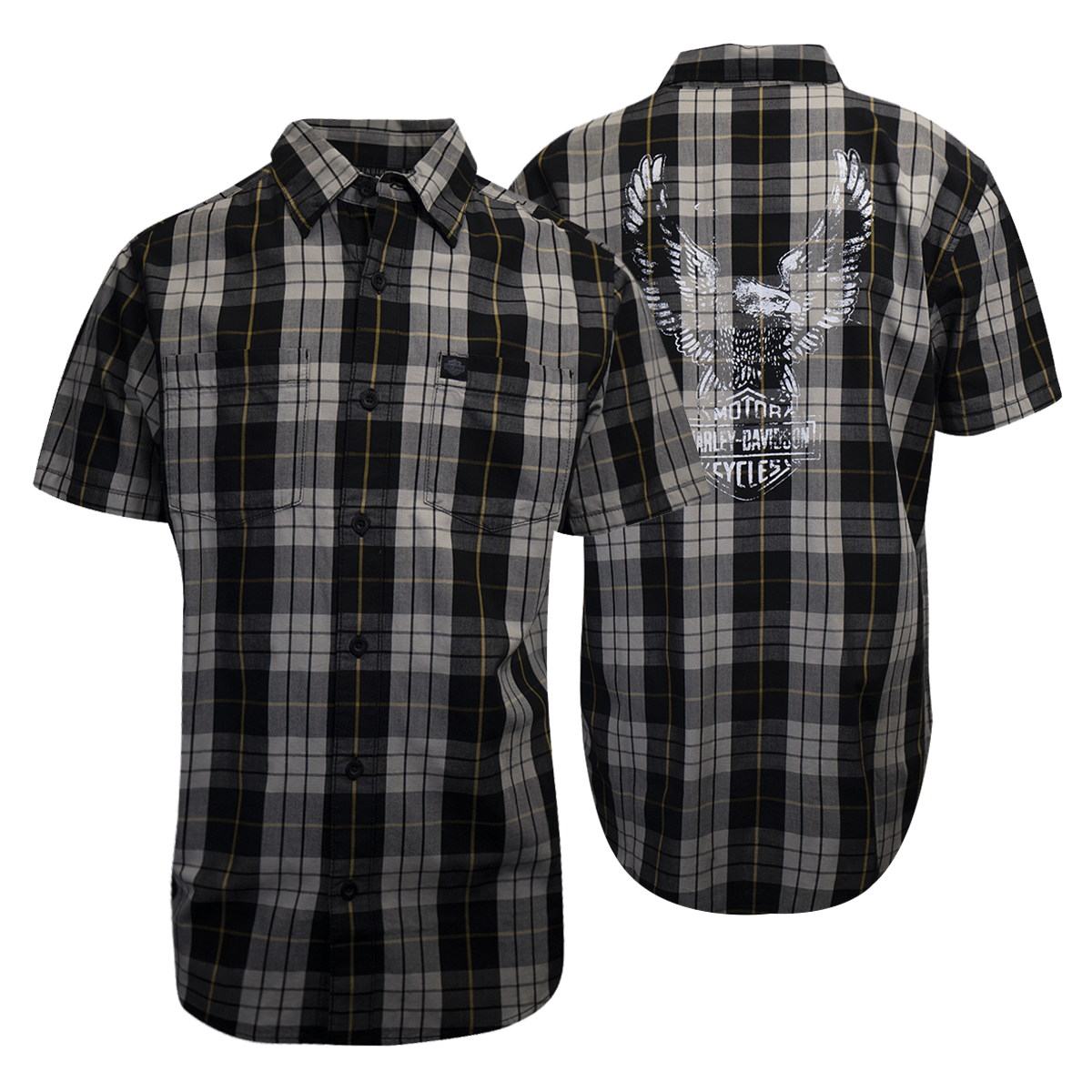 HD Branded Men's Navy Grey Yellow S/S Woven Shirt (S02)