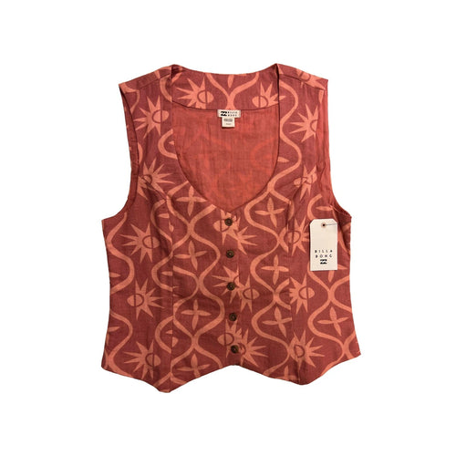 Billabong Women's Dark Coral Vest - Sunny Waves Sweetheart Neck (S06)