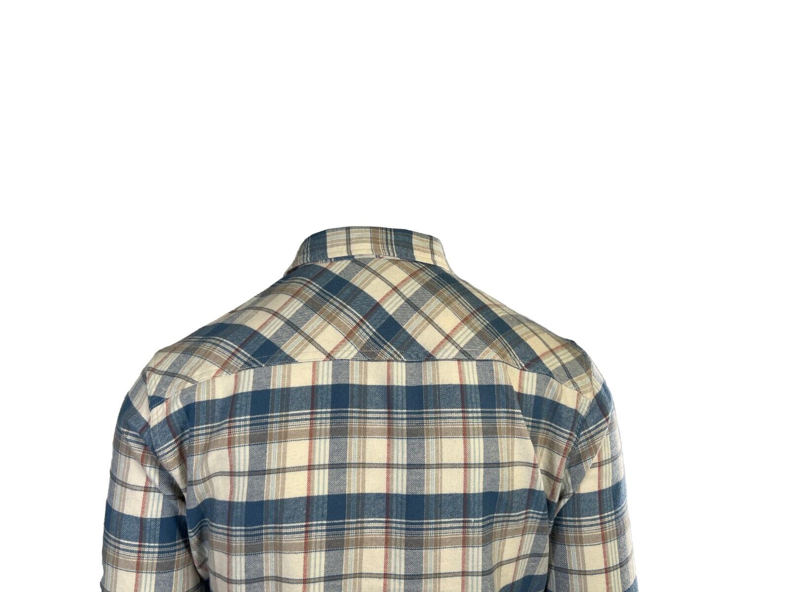 O'Neill Men's Cream Khaki Blue Shirt Redmond Plaid Stretch Flannel L/S (S34)