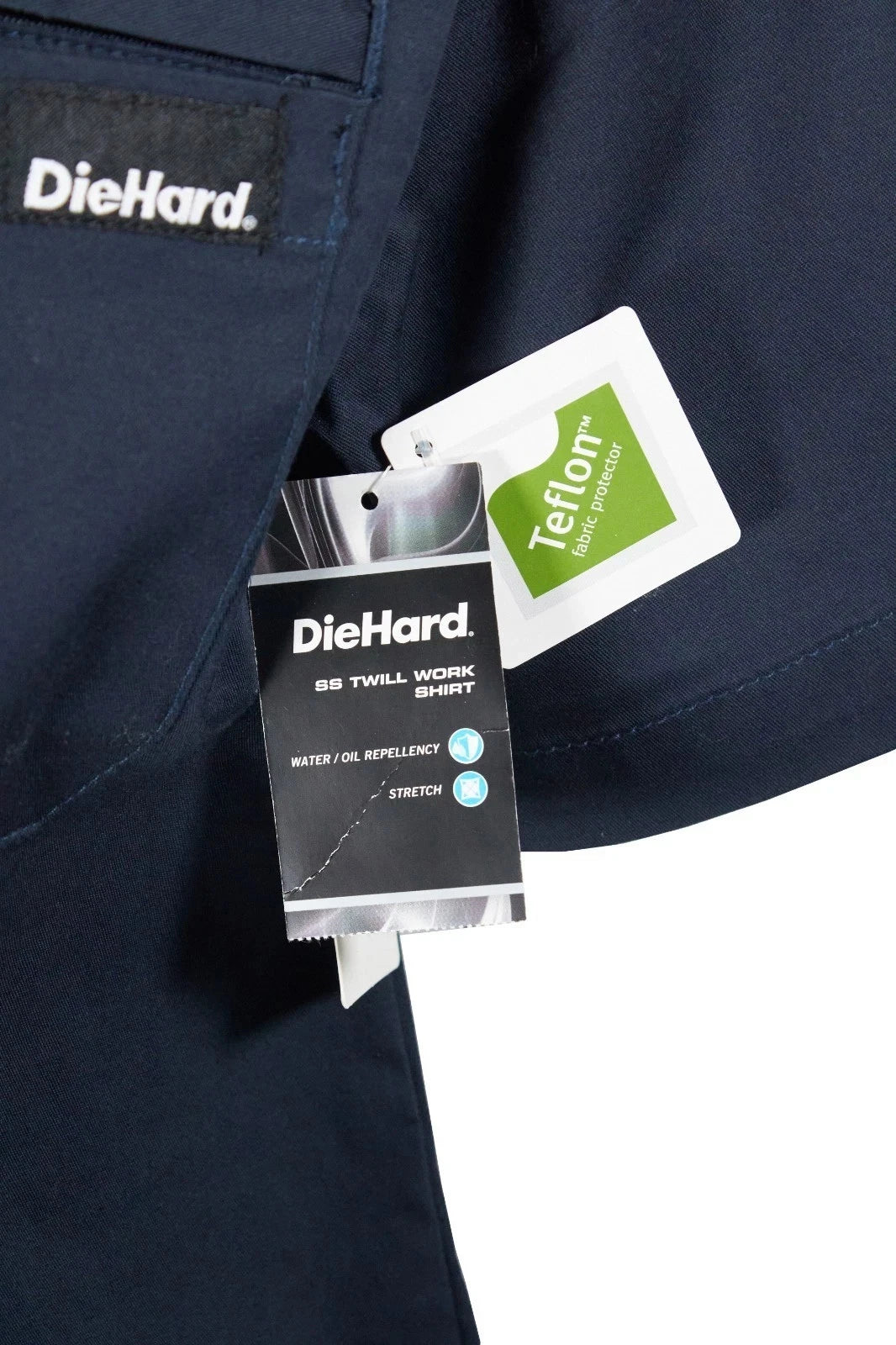 DieHard Men's Navy Blazer Shirt Work Twill Resists Short Sleeve - 2 PACK