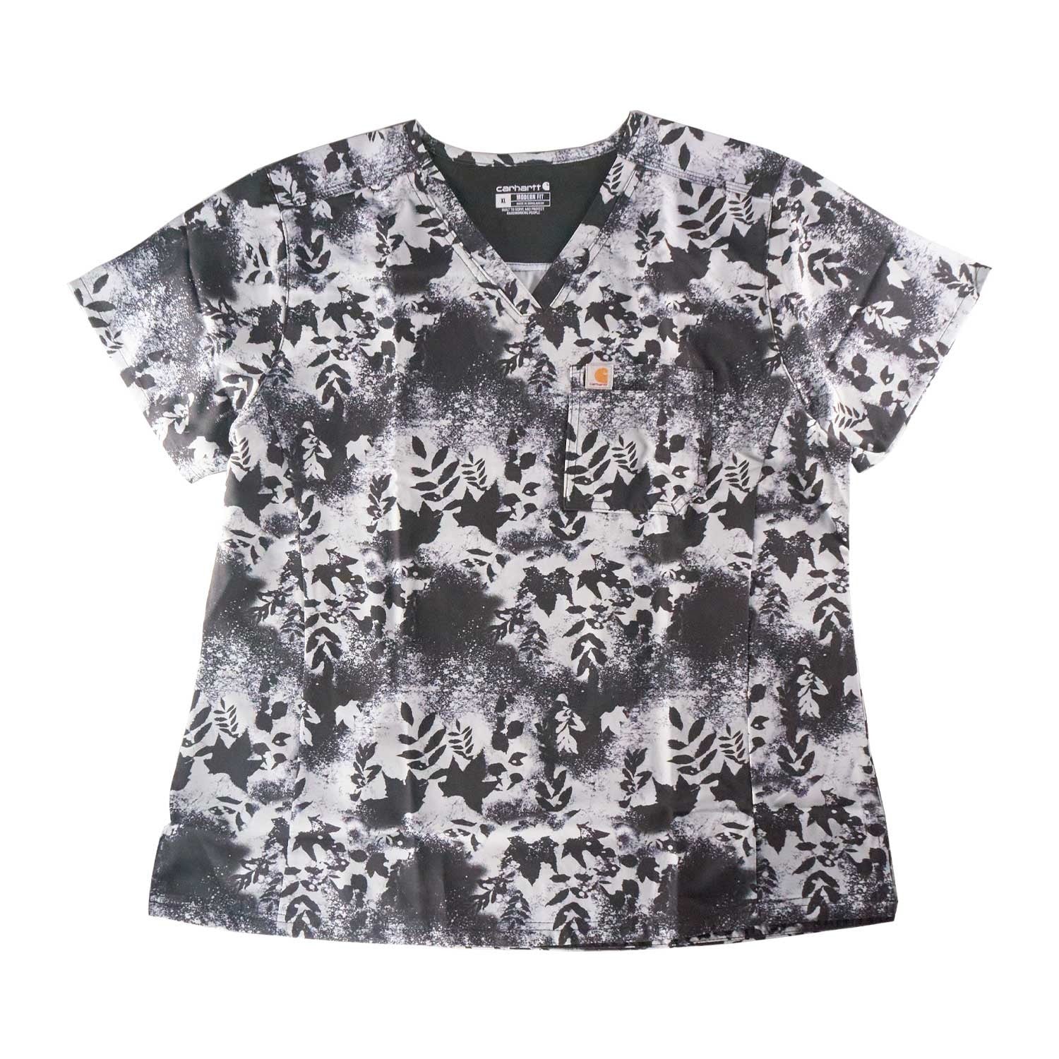 Carhartt Women's Scrub Force Pocket Logo Rugged Flex Cross-Flex V-Neck Print Top