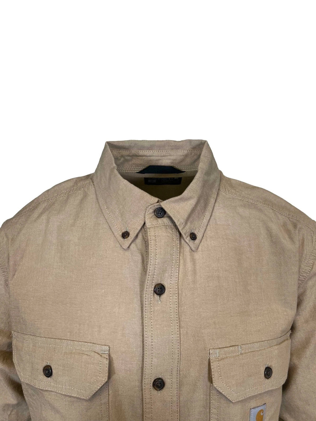 Carhartt Men's Dark Tan Chambray Shirt Loose Fit Medium Weight S/S (353)