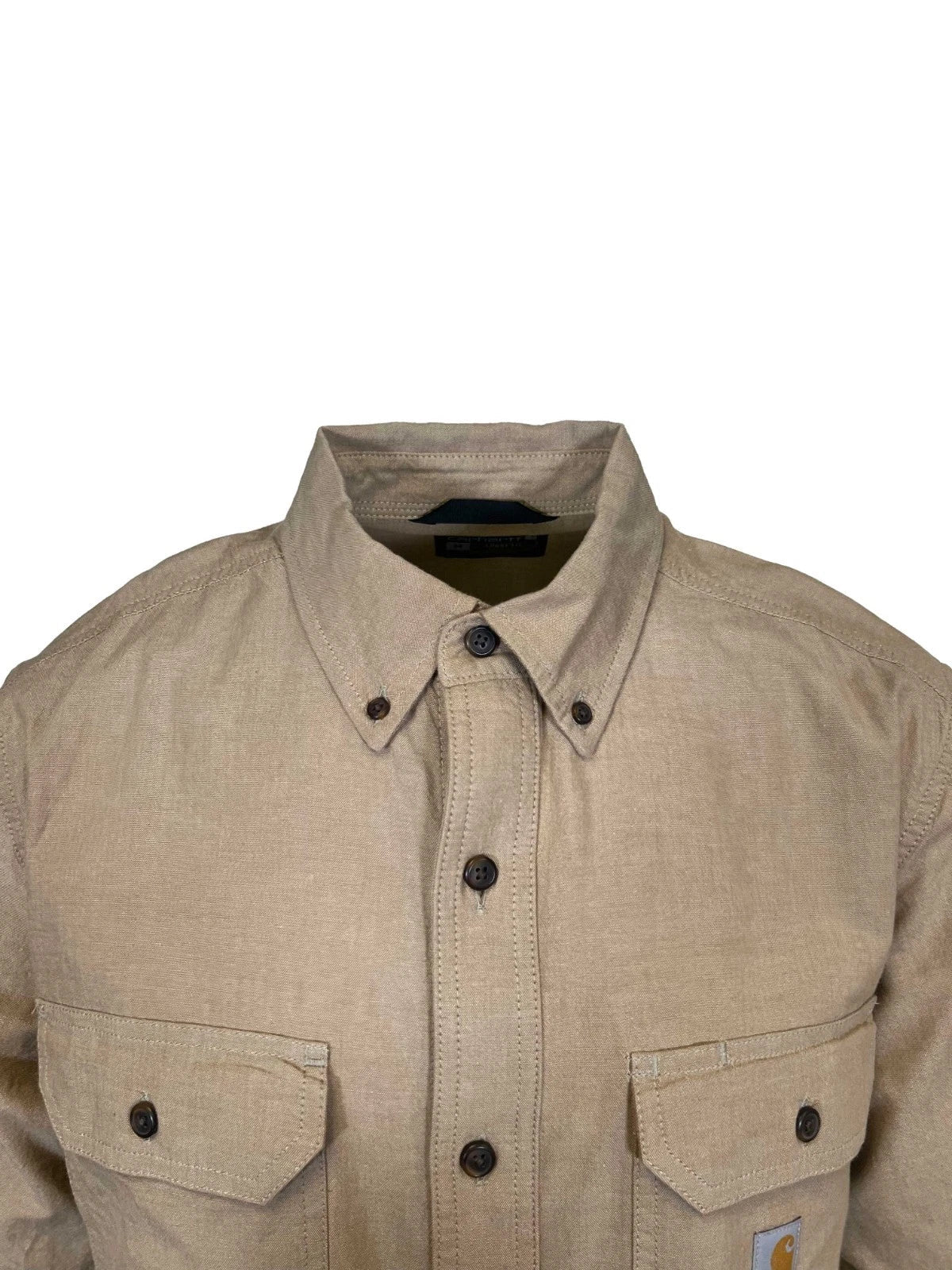 Carhartt Men's Dark Tan Chambray Shirt Loose Fit Medium Weight S/S (353)