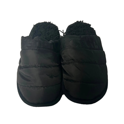 Bench Juniors Kid's Black Puffer Slippers Sherpa Quilted Slide FiberFill (S03)