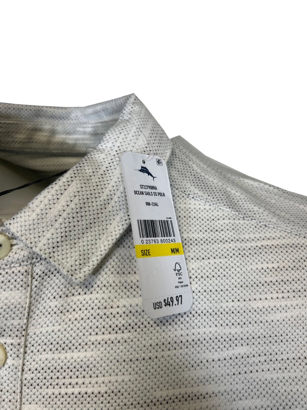 Tommy Bahama Men's Coal T-Shirt Ocean Sails Knit Polo 3 Buttons S/S Tee (S61)