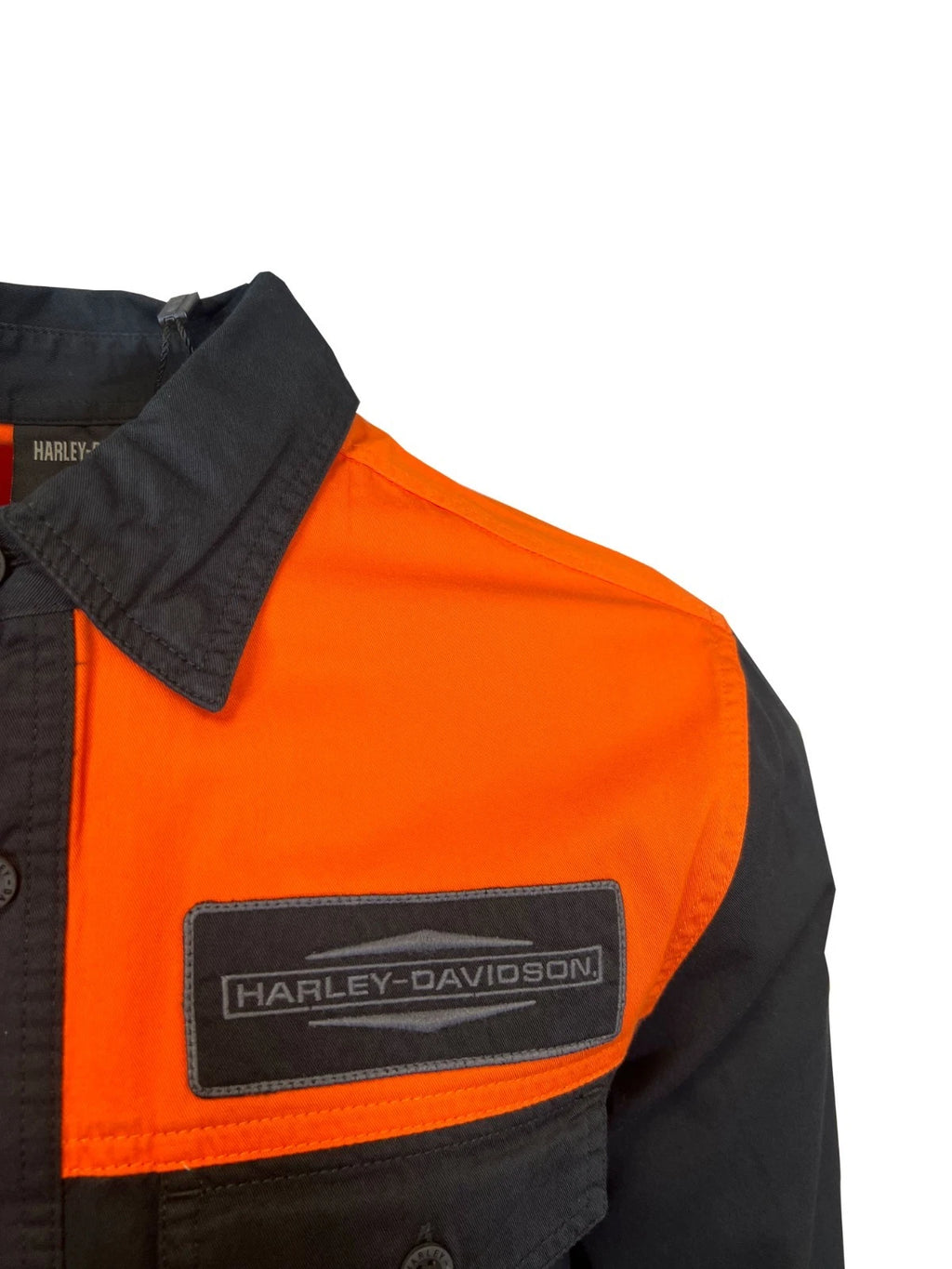 HD Brand Men's Black & Orange Shirt Stacked Bar & Shield L/S (357)