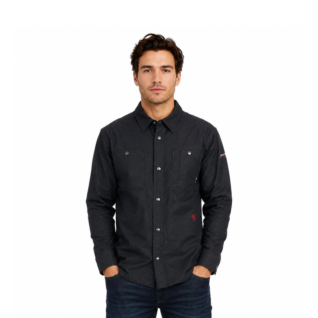 Ariat FR Men's Black Shirt Ripstop Softshell Flame Resistant Long Sleeve (S55)