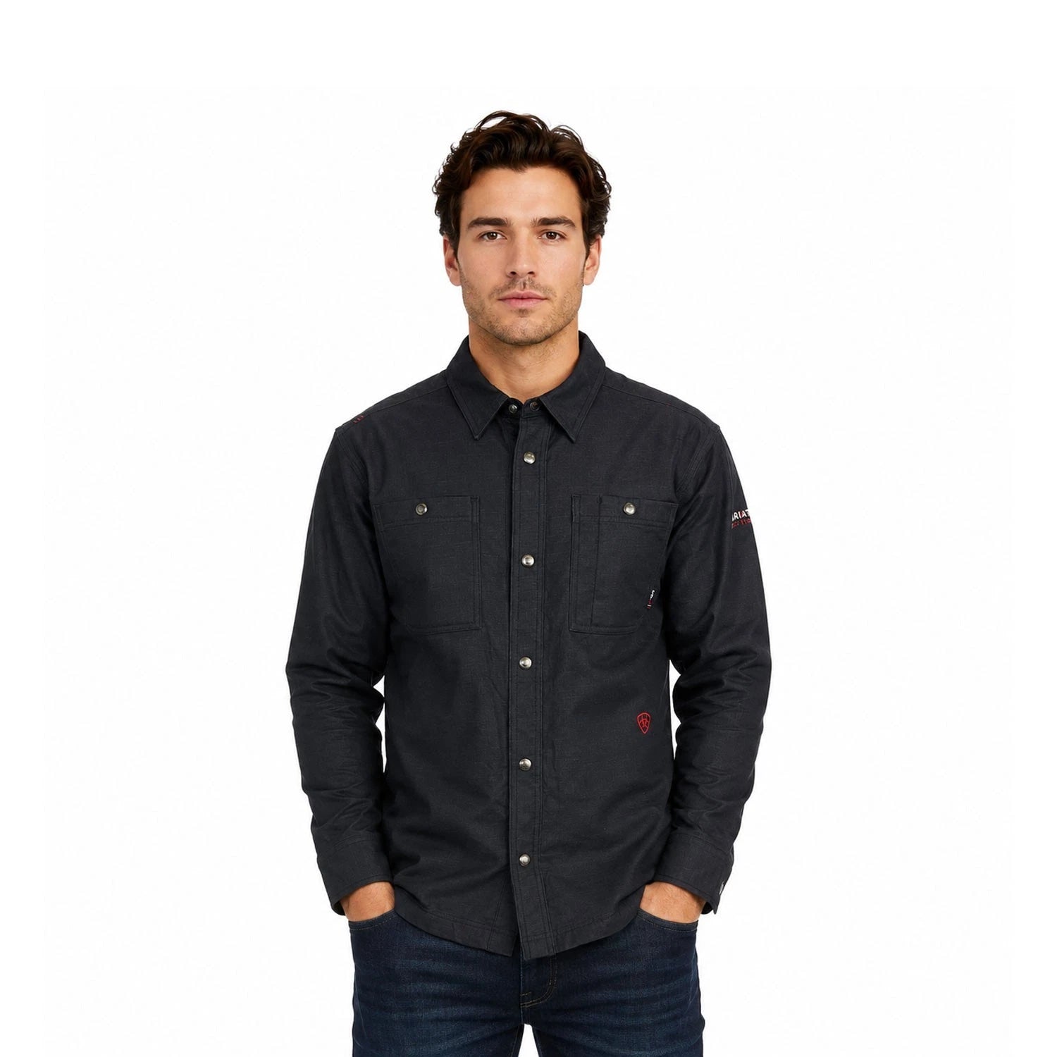 Ariat FR Men's Black Shirt Ripstop Softshell Flame Resistant Long Sleeve (S55)