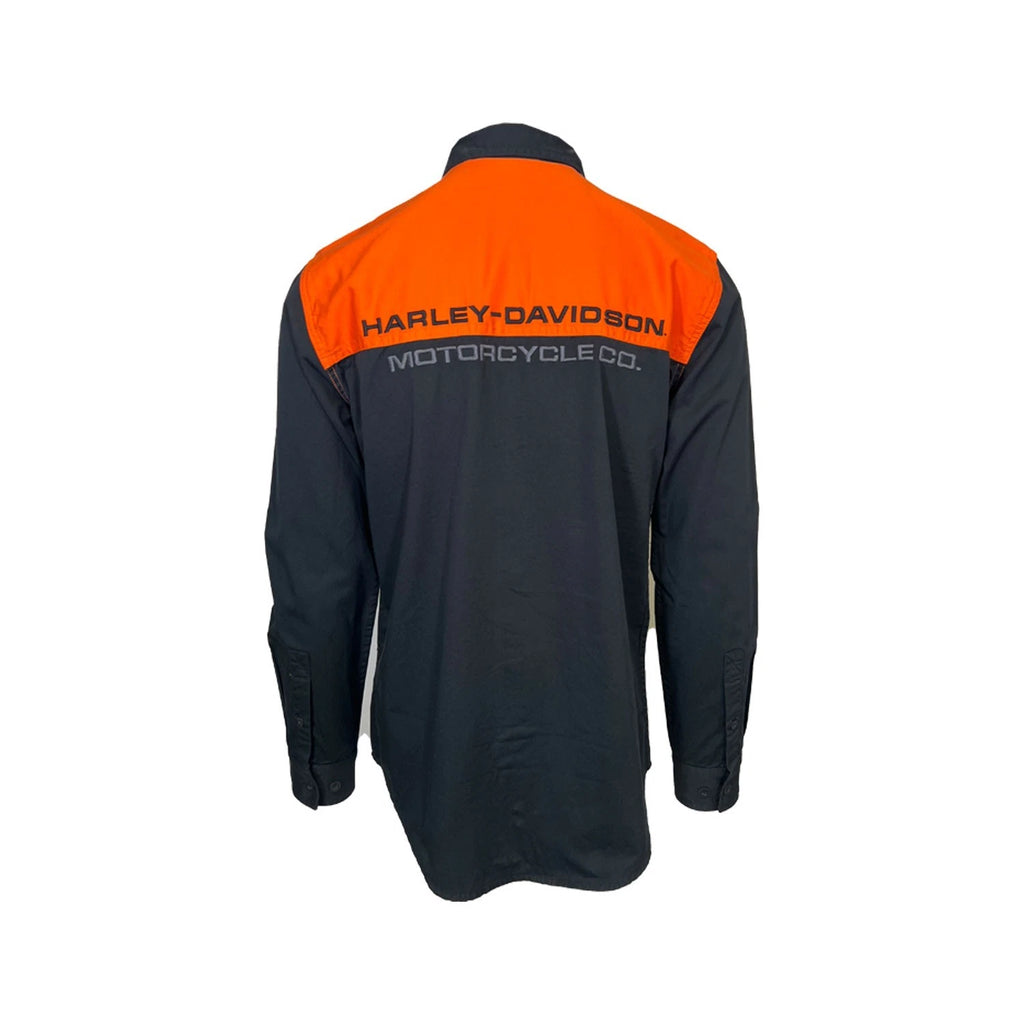 HD Brand Men's Black & Orange Shirt Stacked Bar & Shield L/S (357)