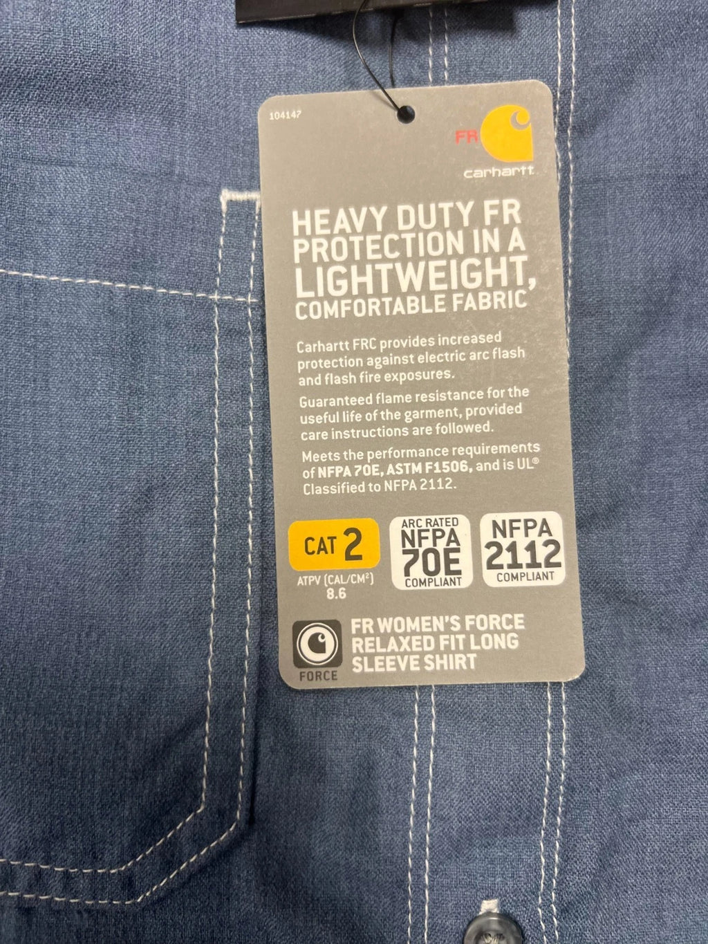 Carhartt FR Women's Steel Blue Shirt Flame Resistant Long Sleeve (S01)