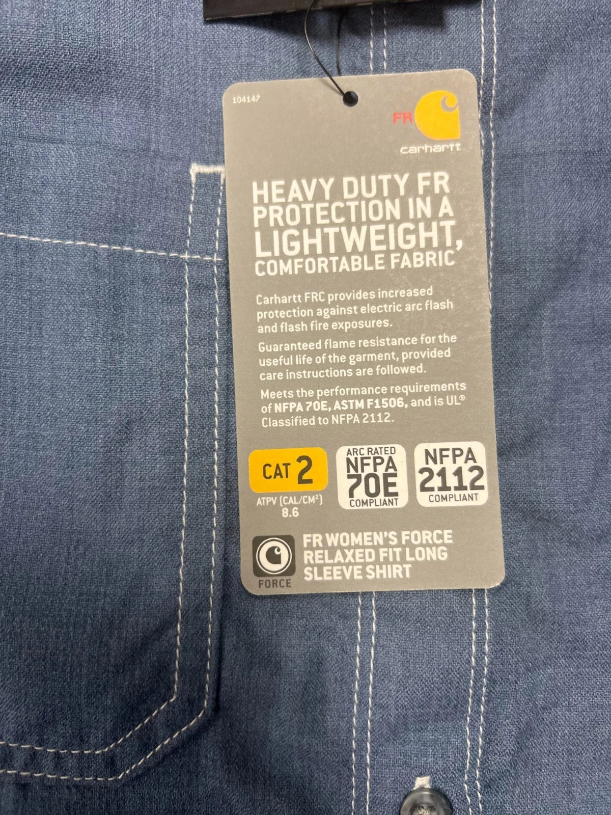 Carhartt FR Women's Steel Blue Shirt Flame Resistant Long Sleeve (S01)