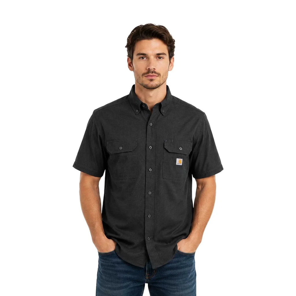 Carhartt Men's Black Chambray Shirt Loose Fit Medium weight S/S (352)