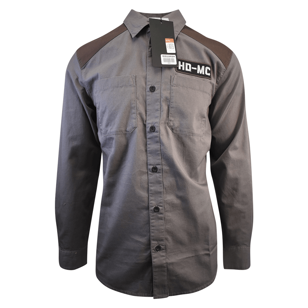 HD Branded Men's Shirt Dark Grey HDMC Long Sleeve Woven (127)