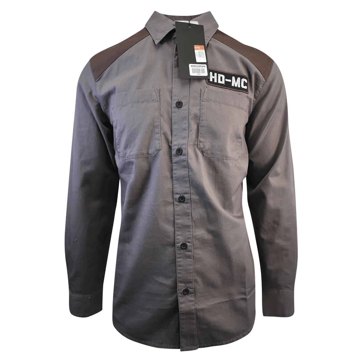 HD Branded Men's Shirt Dark Grey HDMC Long Sleeve Woven (127)