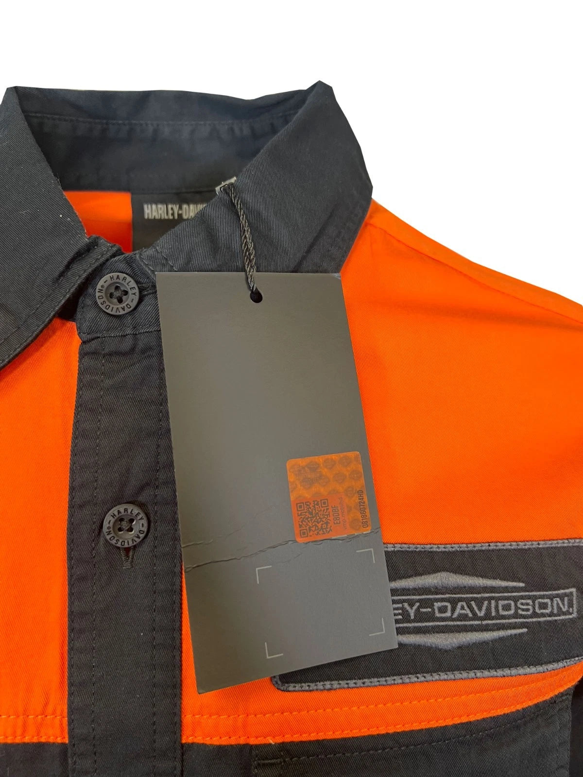 HD Brand Men's Black & Orange Shirt Stacked Bar & Shield L/S (357)