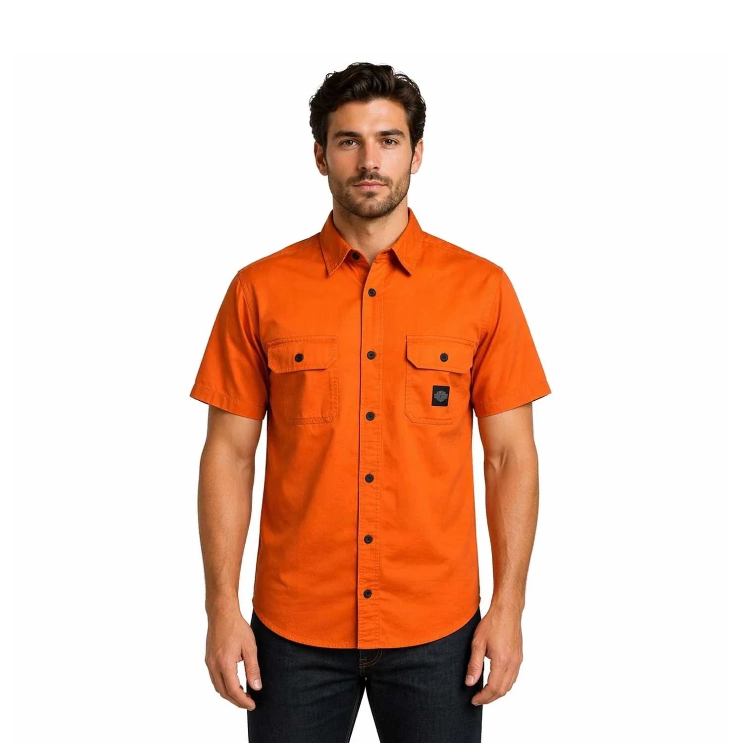 HD Branded Men's Orange Shirt Rising Eagle Lightweight Twill S/S (S349)