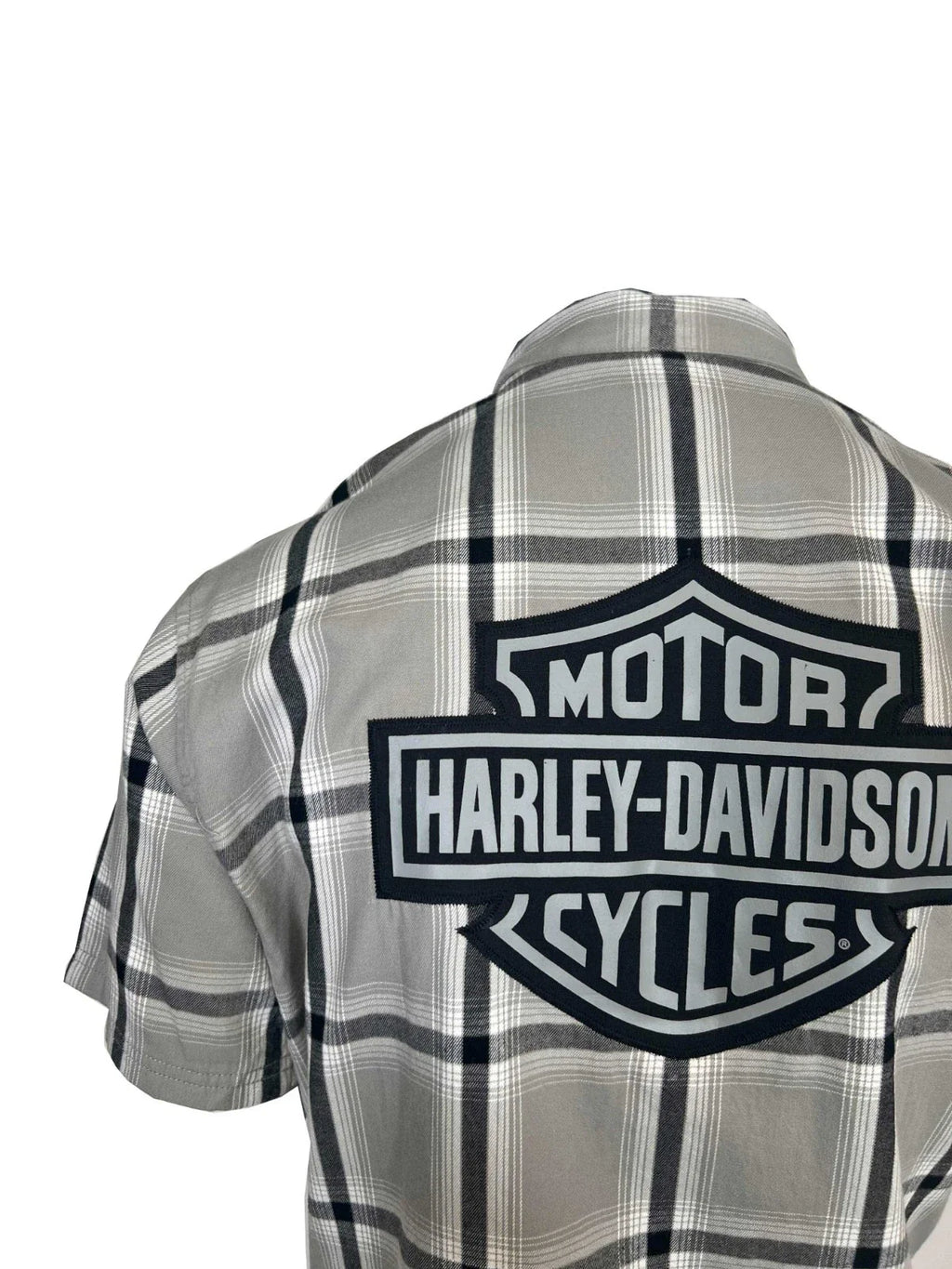 HD Branded  Men's Ghost Gray Plaid Shirt Bar & Shield Staple S/S (343)