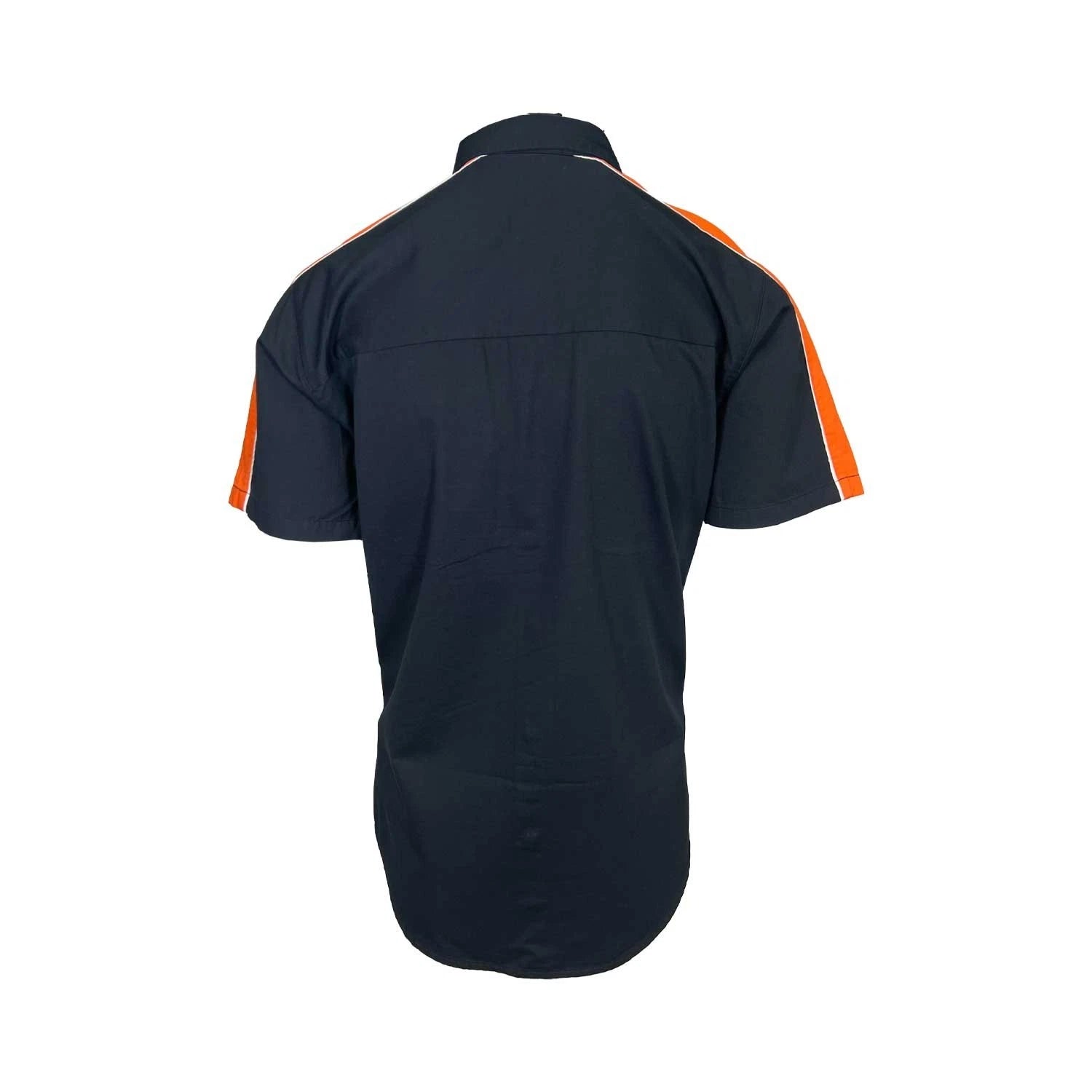 HD Brand Men's Black Shirt Orange Stacked Bar & Shield Colorblock (S350)