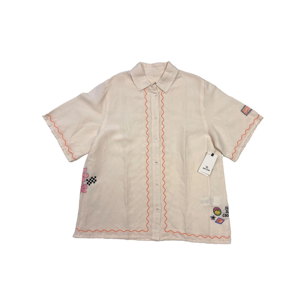 Rip Curl Women's Shell Shirt - Sunset Luau Embroidered Casual Summer Top (S02)