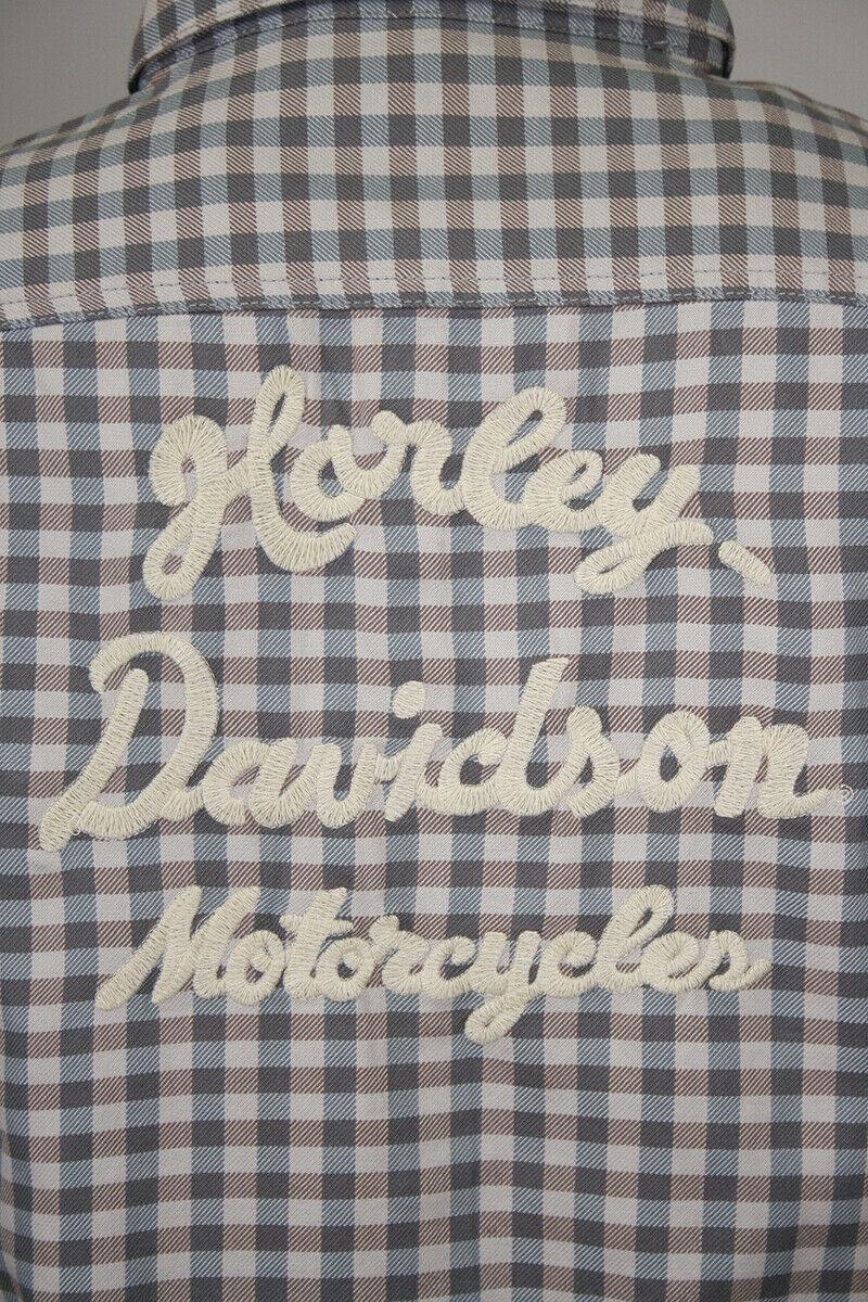HD Branded Women's Grey Blue Plaid L/S Woven Shirt
