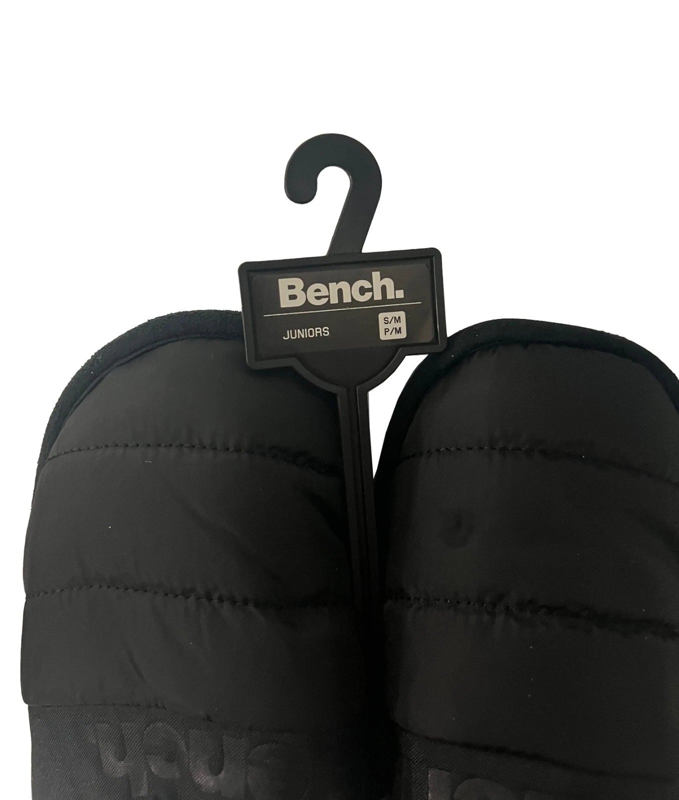 Bench Juniors Kid's Black Puffer Slippers Sherpa Quilted Slide FiberFill (S03)