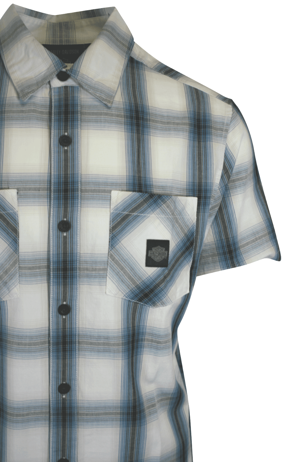 HD Branded Men's Shirt Blue Plaid Forever S/S Woven (S55)